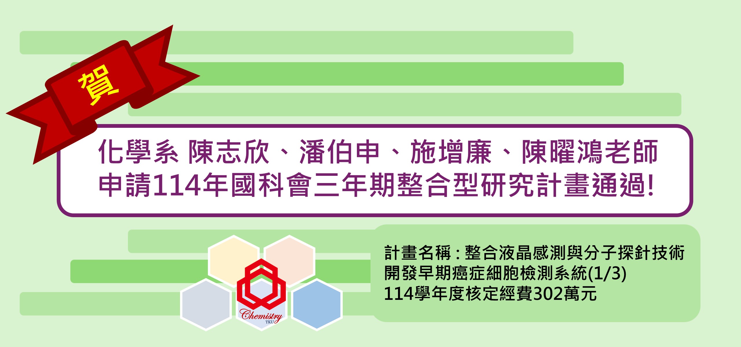 114年國科會三年期整合型研究計畫通過